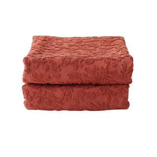 Two burgundy towels