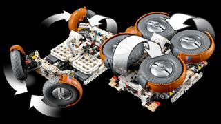 Like the real moon buggy, the Lego Technic NASA Apollo Lunar Roving Vehicle - LRV can be folded into its more compact, flight configuration.