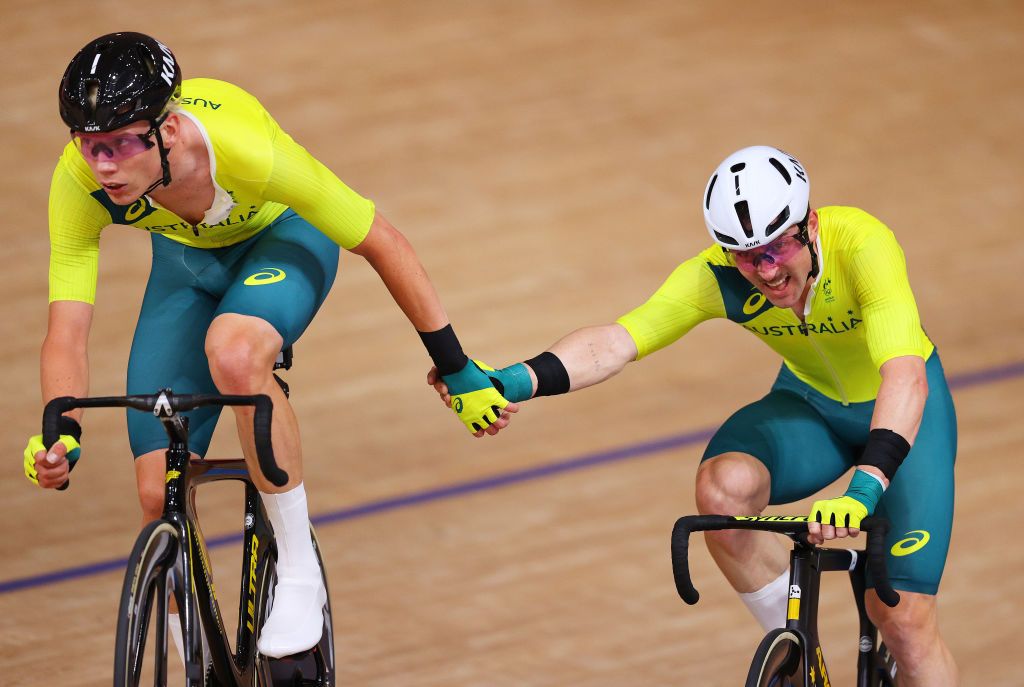 Australia make a change during the men's Madison