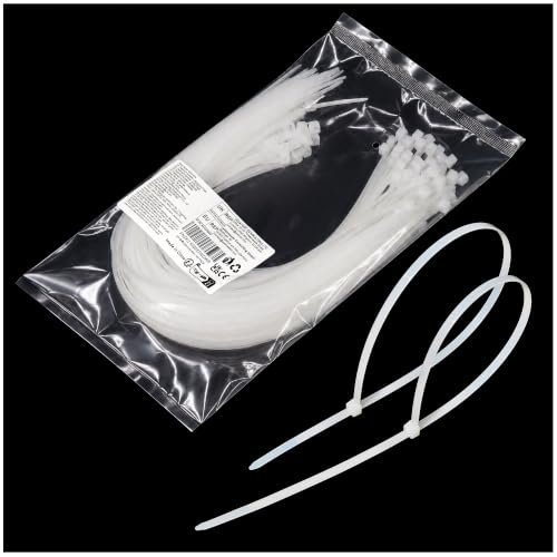 Kaximon Cable Ties Clear 400mm X 4.8mm (100 Pack), Large Cable Ties White Nylon Zip Ties Heavy Duty With 23kg Tensile Strength, Self-Locking Plastic Tie Wraps for Home, Garden, Office