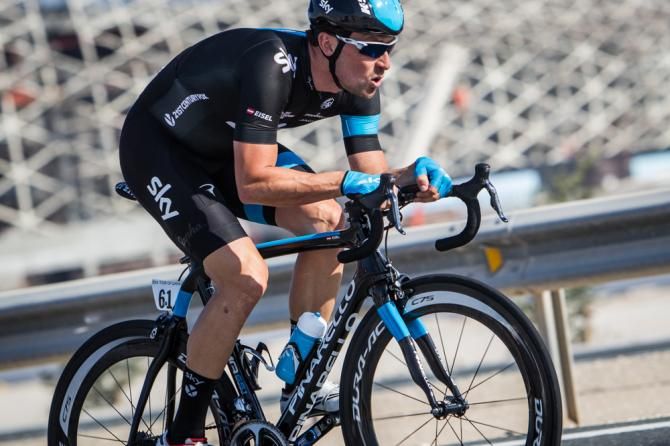 Bernard Eisel (Sky) on the way to the finish.