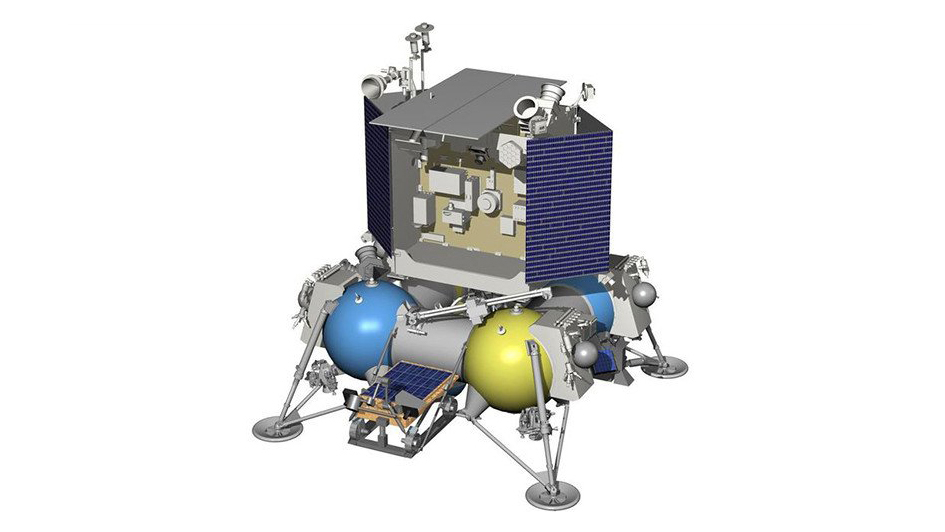 A computer model of the Luna-27 moon lander of Russia.
