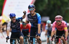 BAMA CHINA OCTOBER 17 Ethan Vernon of The United Kingdom and Team Israel Premier Tech celebrates at finish line as stage winner during the 5th GreeTour Of Guangxi 2024 Stage 3 a 214km stage from Jingxi to Bama UCIWT on October 17 2024 in Bama China Photo by Dario BelingheriGetty Images