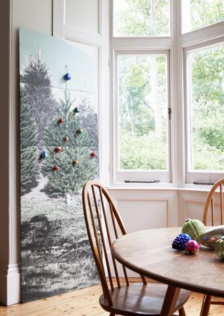 Christmas tree art panel with baubels