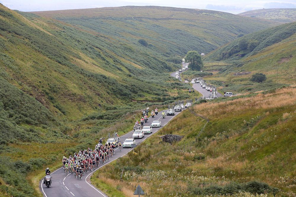 The peloton in action during stage 3 of the 2015 Tour of Britain.
