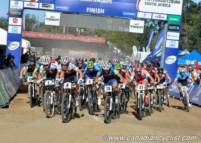 The start of the elite men's race at the cross country world championships