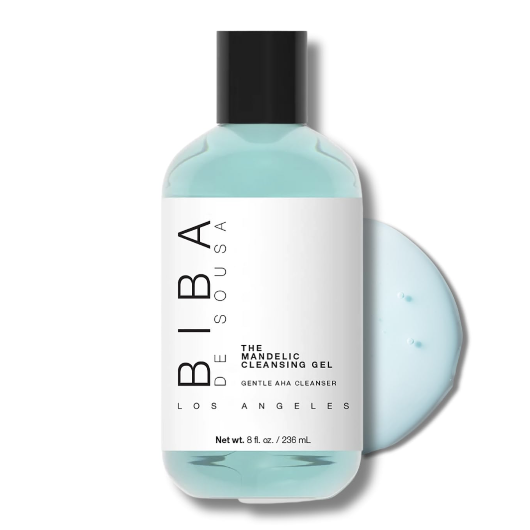 Biba De Sousa the Mandelic Cleansing Gel - Gentle, Sulfate-Free Foaming Aha and Mandelic Acid Skin Cleanser- Antioxidant Botanical Blend - for All Skin Types (8oz)