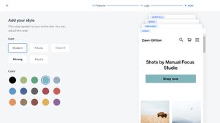 Square's webpage for choosing styles, fonts, and colors