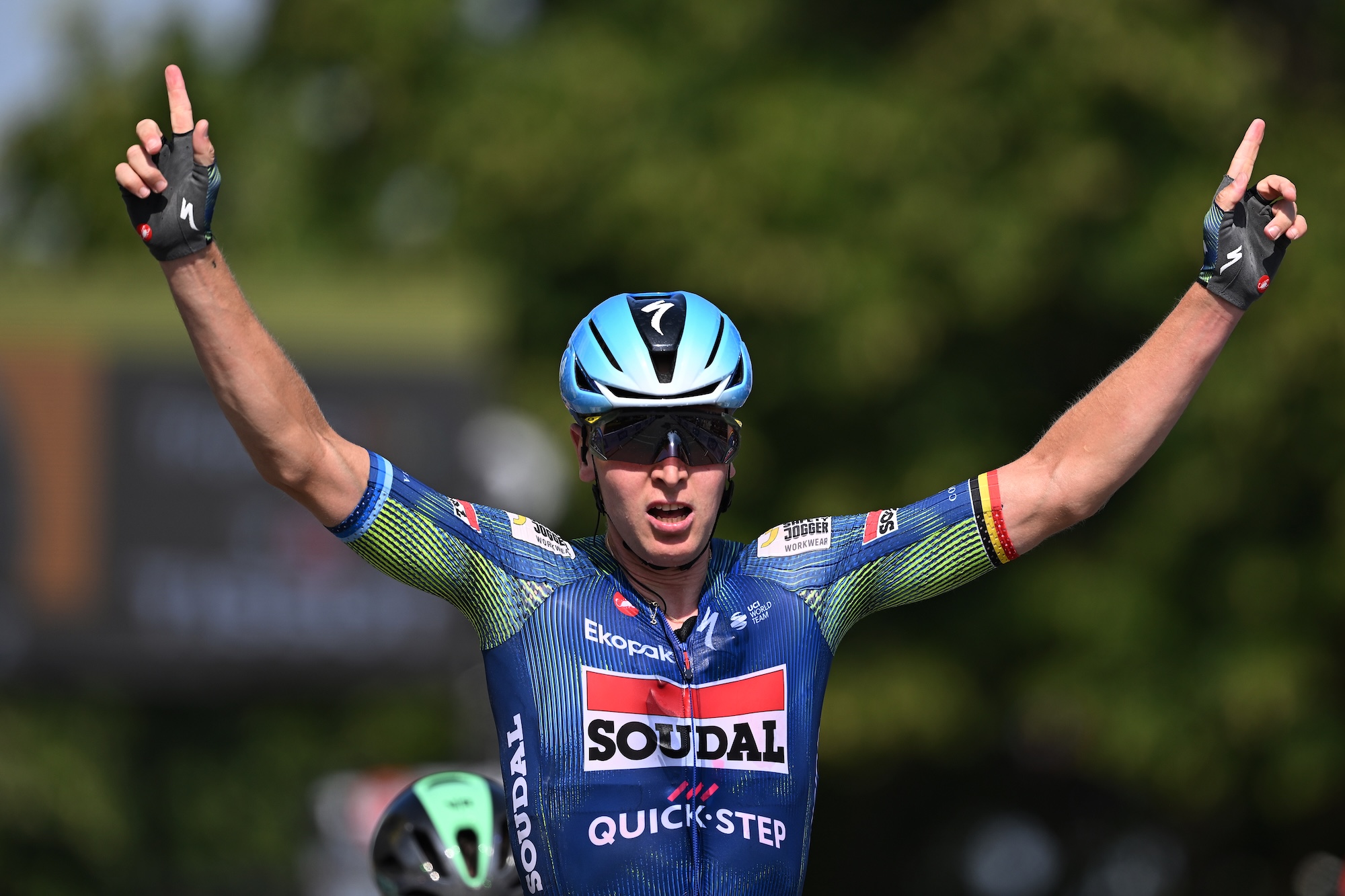 Tim Merlier of Belgium and Team Soudal Quick-Step celebrates at finish line as stage winner during the 113th Tour de France 2026, Stage 8