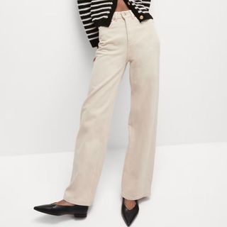 Cream wide leg jeans