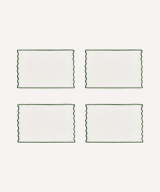 Set of 4 Scalloped Cocktail Napkins, Artichoke