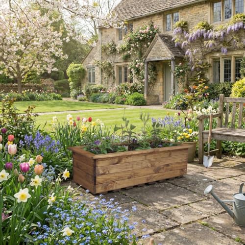 Charles Taylor Country Extra Large Jumbo Wooden Garden Veg Trough Planter W1080xl470xh310mm