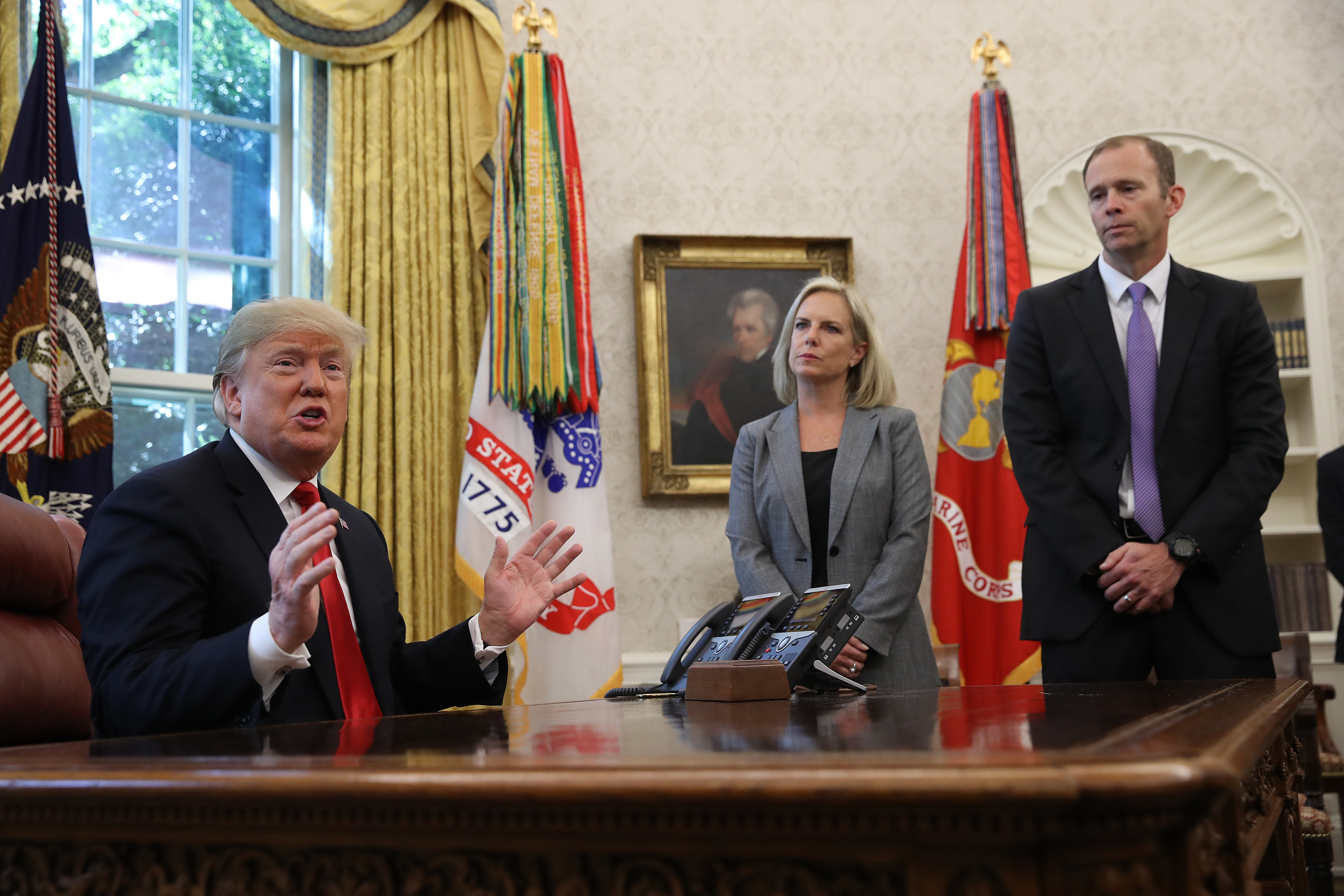President Trump discusses Hurricane Michael with the Homeland Security Secretary and FEMA Administrator.