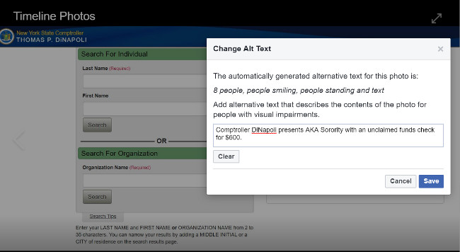 screenshot: changing alt text