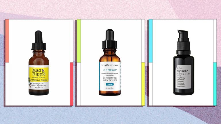 A selection of the best vitamin c serums is pictured, from left to right, Mad Hippie, Skinceuticals C E Ferulic and Skin Regimen