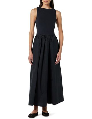 The Drop Dia Tank-Midikleid für Damen, schwarzes Mischgewebe, 3x, Übergröße