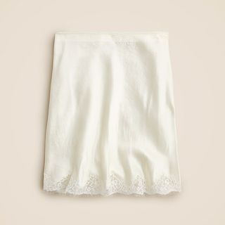 J.Crew, Gwen Lace-Trim Slip Skirt in Textured Satin