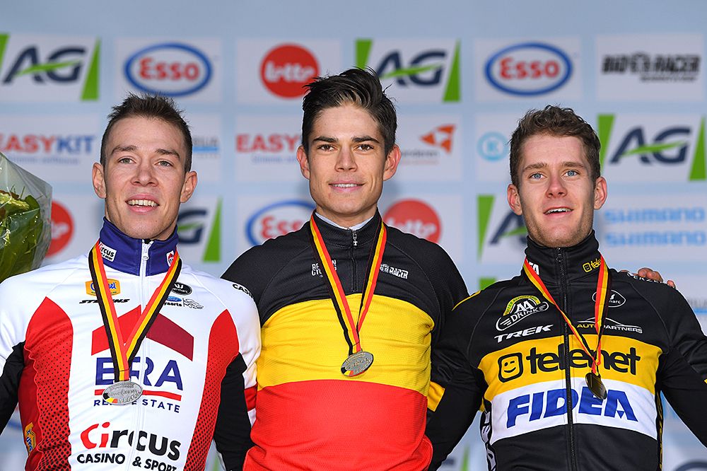 Wout Van Aert wins a third elite Belgian cyclo-cross title