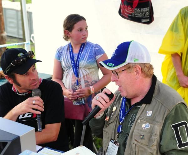 The announcers were the only ones staying dry at the rainy Bromont venue.