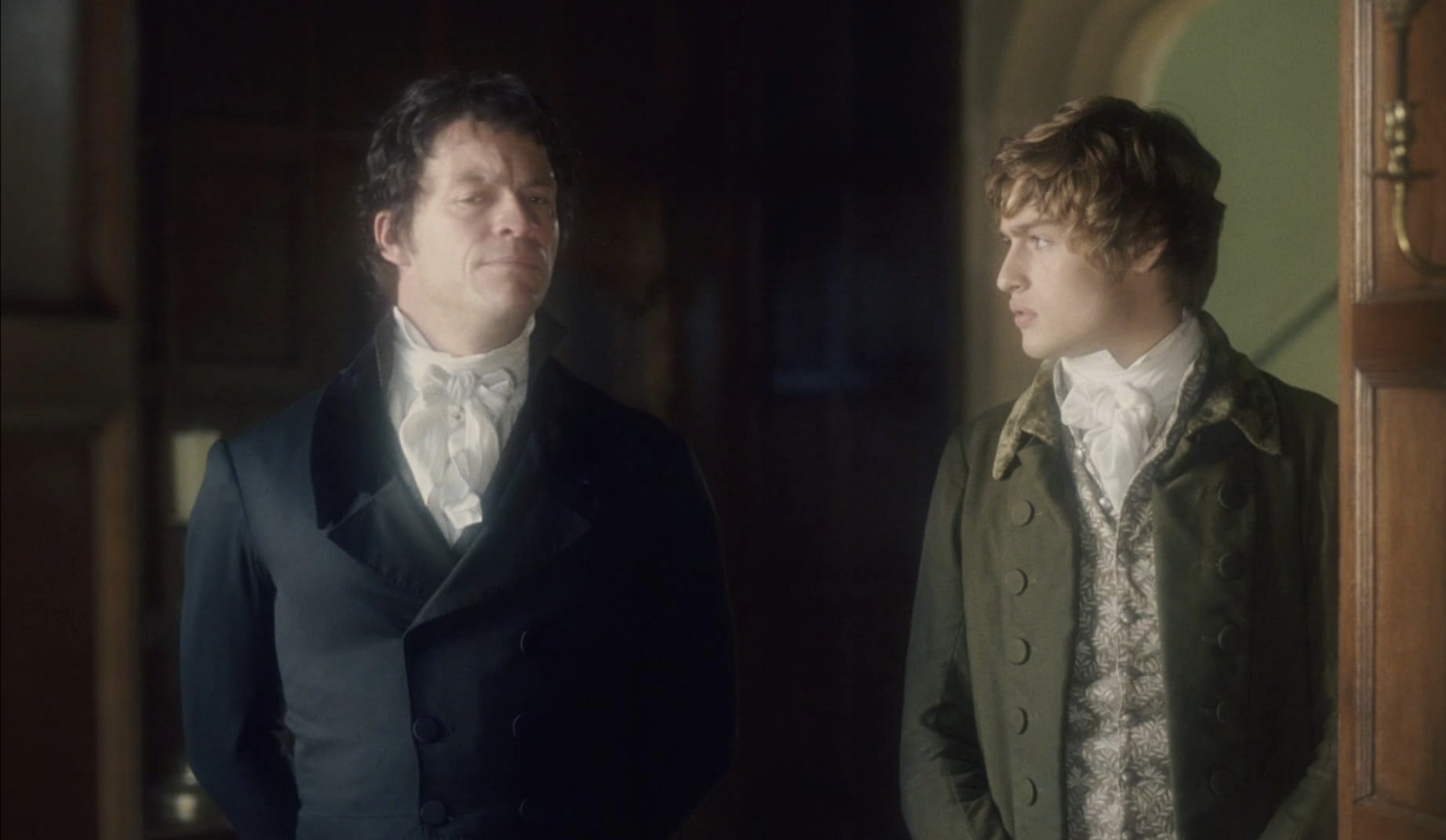 an image from the film From Time to Time, showing Dominic West (L) and Douglas Booth (R) as John Caxton and Sefton Oldknow. It also starred Maggie Smith and Timothy Spall