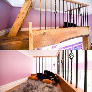 wooden ladder stairs and cuddly toys