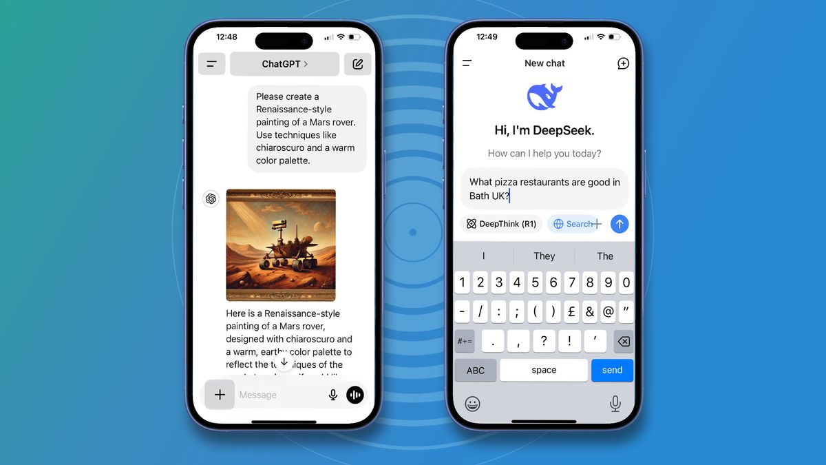 ChatGPT compared to DeepSeek on an iPhone.