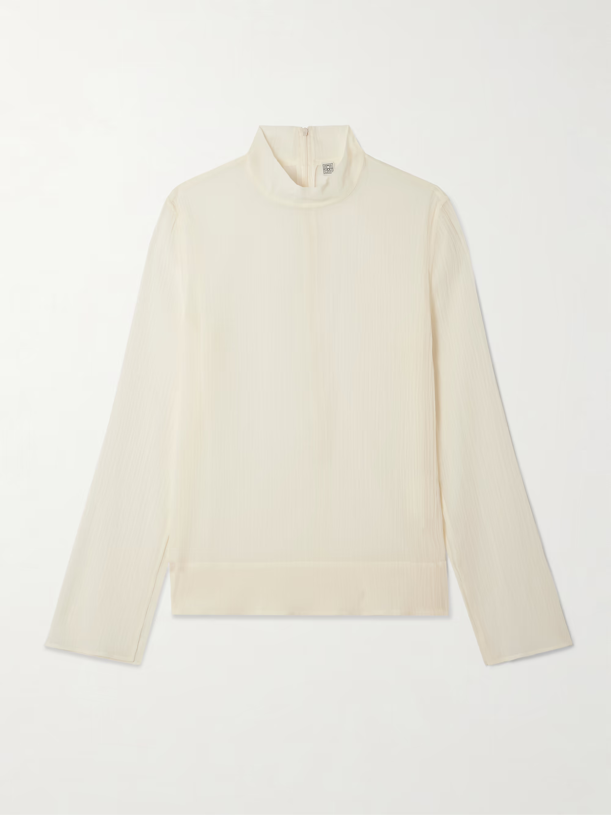 Toteme, Cotton and Silk-Blend Crepon Turtleneck Blouse