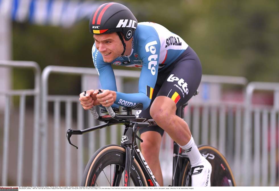 Tosh Van der Sande (Lotto Soudal) finished third in the opening stage of the Giro