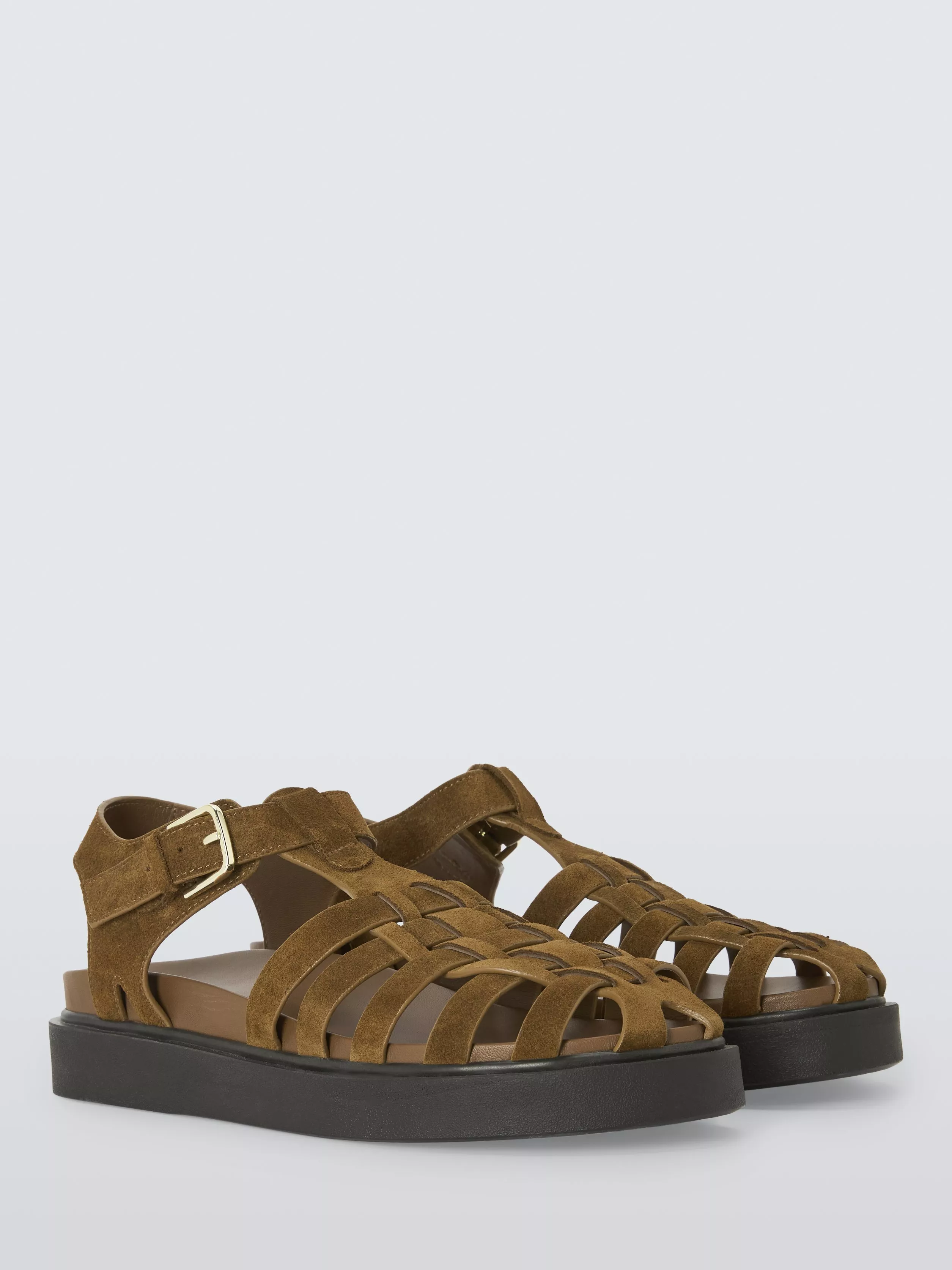 And/or Lucia Suede Flatform Closed Toe Fisherman Sandals, Brown