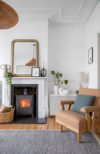 Scandi living room with fireplace