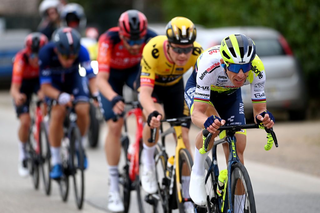 TAVIRA PORTUGAL FEBRUARY 17 Rui Costa of Portugal and Team Intermarch Circus Wanty competes in the breakaway during the 49th Volta ao Algarve em Bicicleta 2023 Stage 3 a 2031km stage from Faro to Tavira VAlgarve2023 on February 17 2023 in Taviria Portugal Photo by Tim de WaeleGetty Images