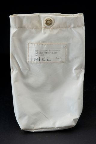 An example of an early NASA personal preference kit (PPK), this one used by Michael Collins on Apollo 11 in 1969.