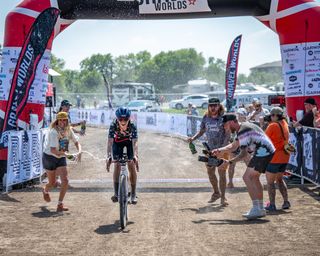 Lauren Stephens (Cynisca Cycling) rides solo to 2024 Gravel Worlds victory