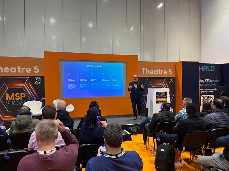 Kaseya's Greg Jones speaking at the MSP Show 2026 in London