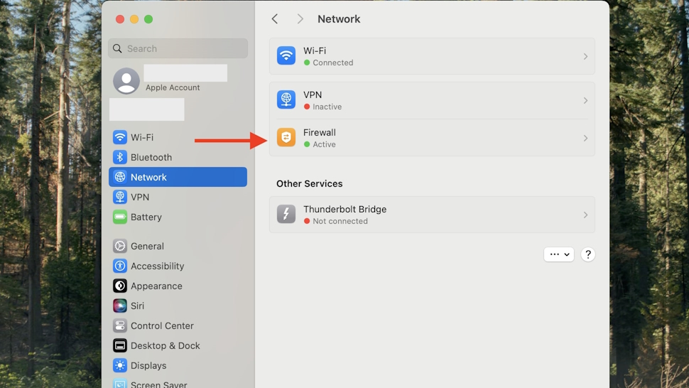 How to click on Firewall on macOS