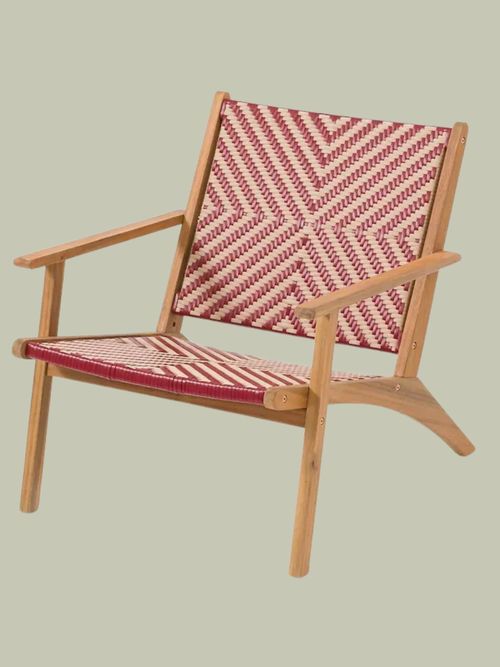 Beige Red Balia Low Garden Armchair