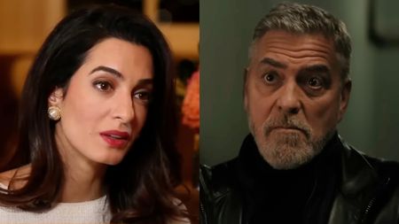 Amal and George Clooney in a side-by-side photo.