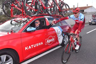 Jose Goncalves at the Katusha team car