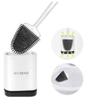 silicon toilet brush with quick drying holder