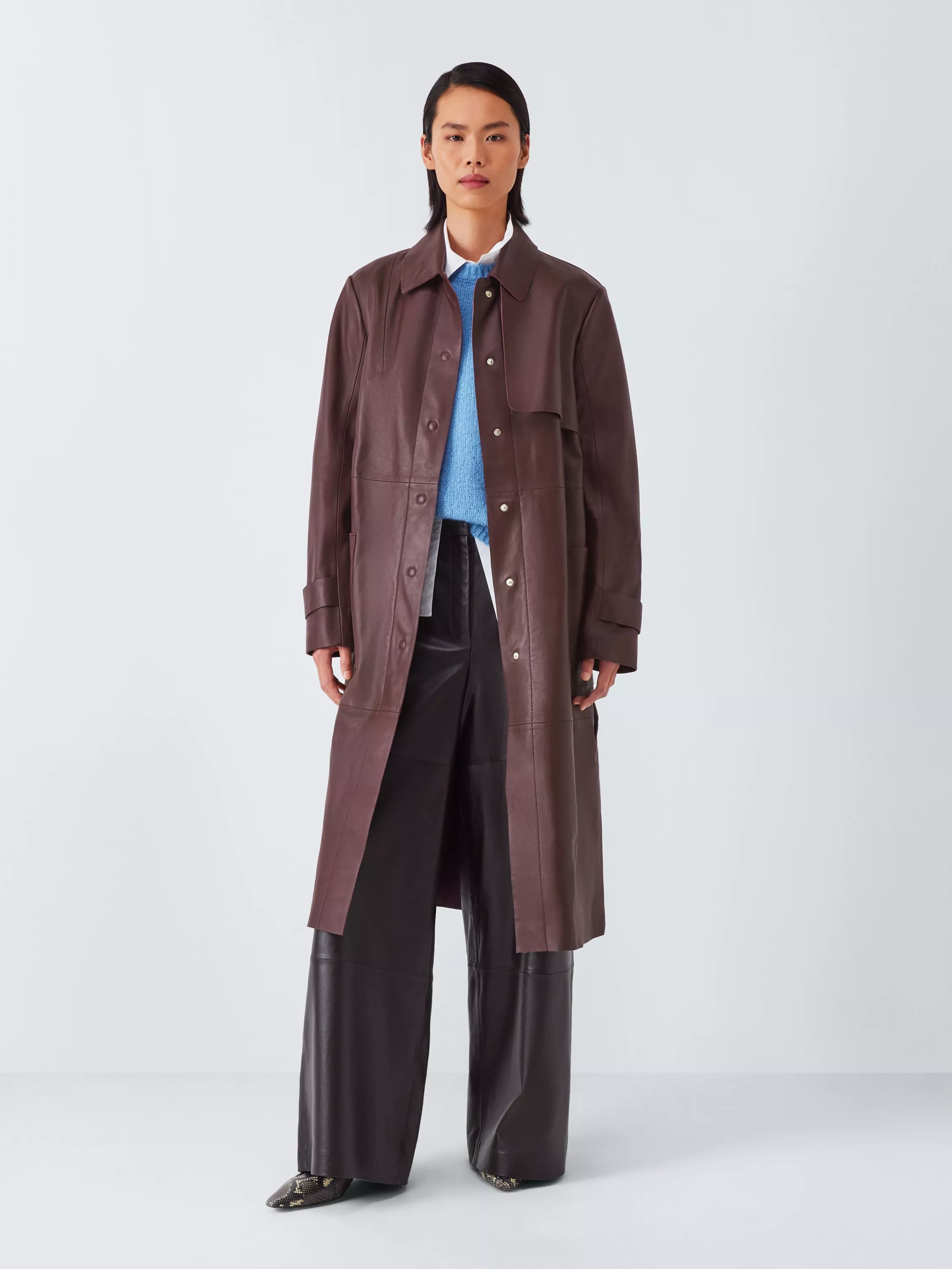 John Lewis Longline Leather Trench Coat
