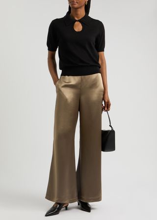 Lucee Flared Satin Trousers