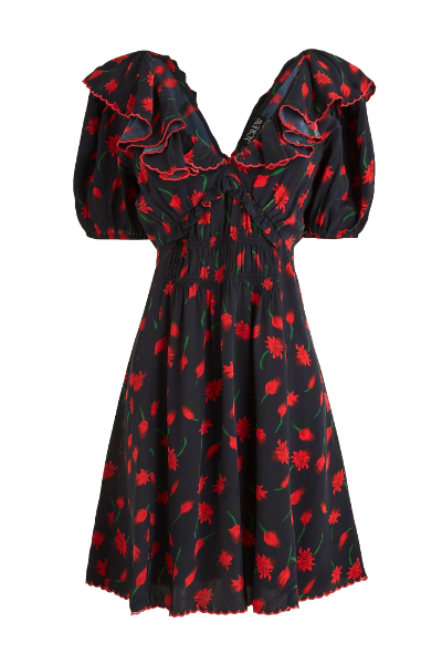 J.Crew, Ruffle-Collar Mini Dress in Painted Daisy Print