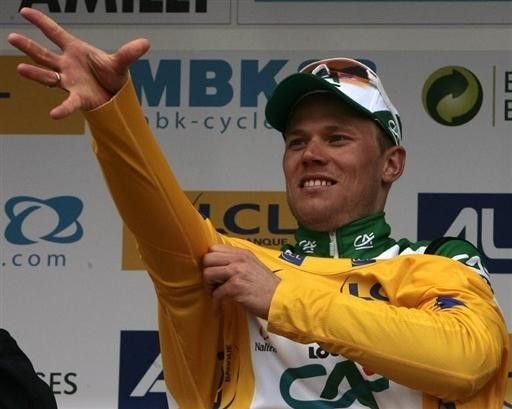 Hushovd, 30, in the first leader's jersey of the 2008 tour.