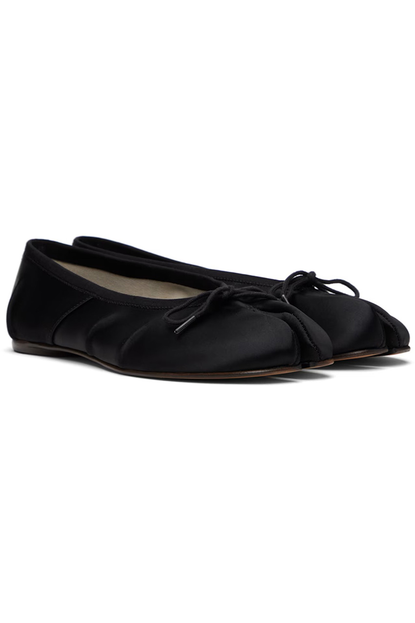 Marigela Black Tabi Satin Ballerina Flats
