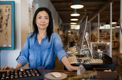 A female jeweler at work.