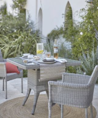 Light gray table and chair dining set