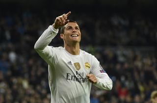 Cristiano Ronaldo celebrates after scoring for Real Madrid against Malmo in the Champions League in December 2015.