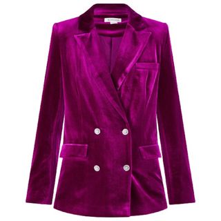 Monsoon Edith Velvet Double-Breasted Blazer 