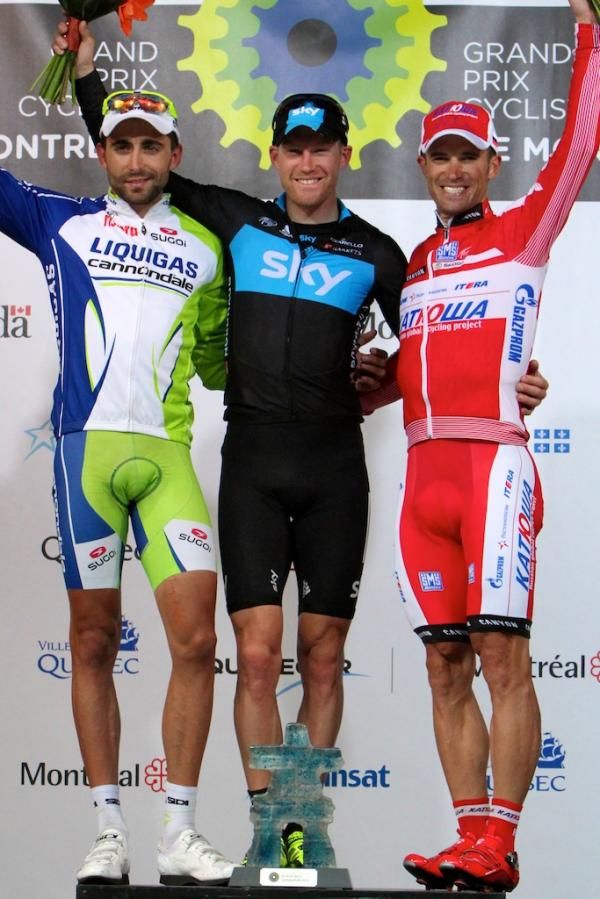 The Montreal GP podium: Moreno Moser (2nd), Lars Petter Nordhaug (1st) and Alexandr Kolobnev (3rd)