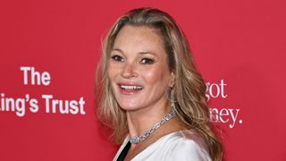 Kate Moss is pictured wearing a silk dress and nude lipstick whilst attending The King's Trust 2024 Global Gala at Cipriani South Street on May 02, 2024 in New York City.